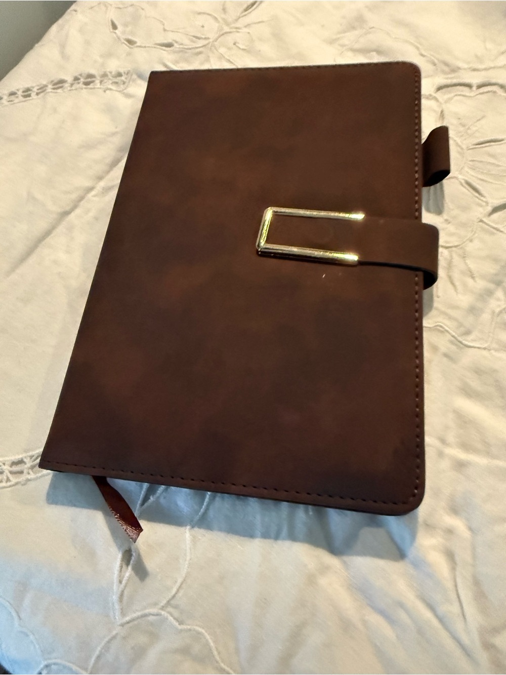 Brown Men’s Organizer Notebook with Gold Buckle